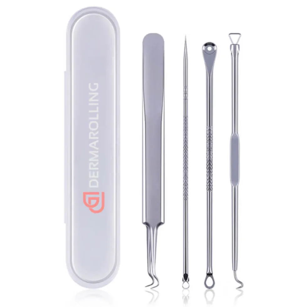 Dermarolling 4-Delige RVS Comedonenlepel Set