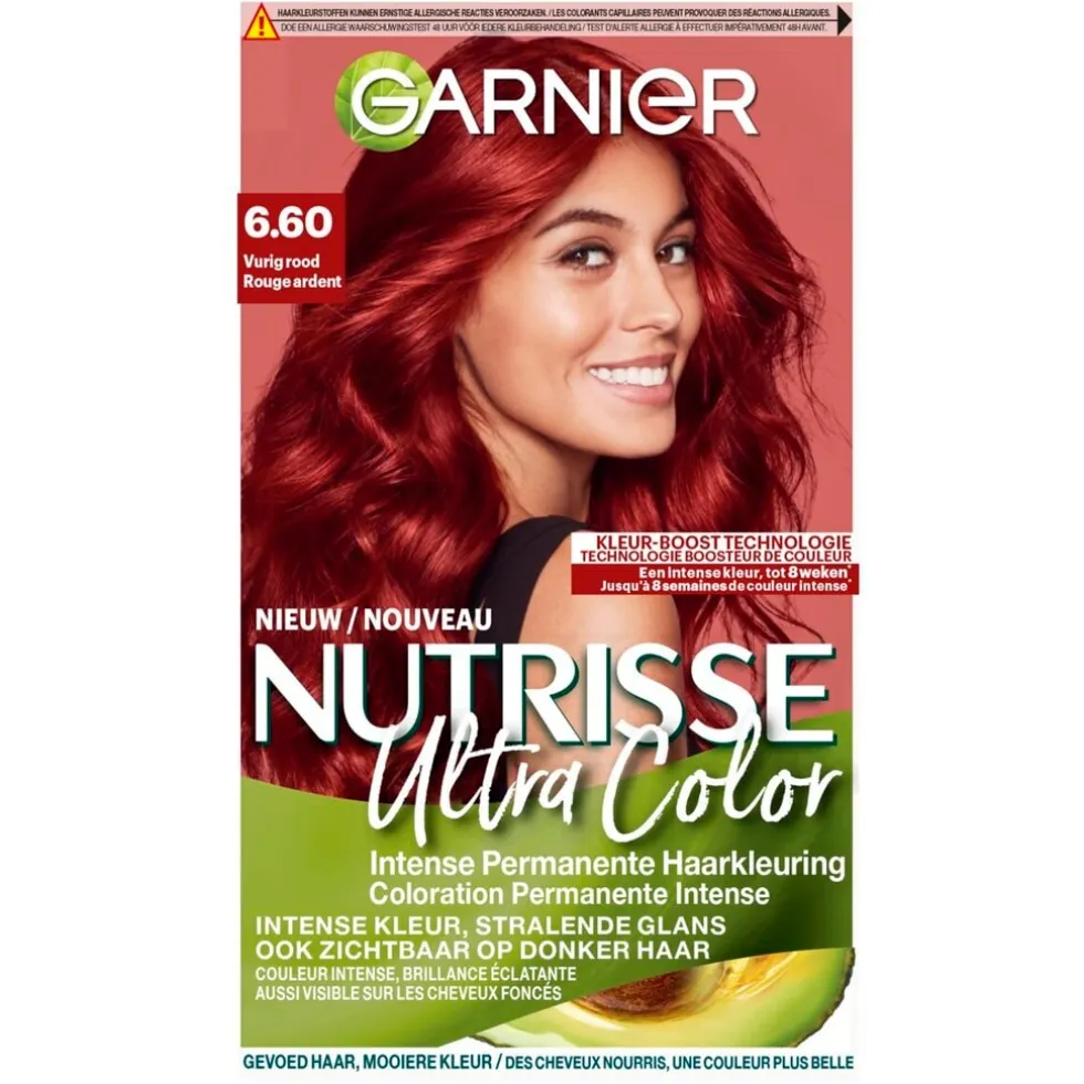 Garnier Nutrisse Ultra Color 6.60 Vurig Rood Permanente Haarkleuring