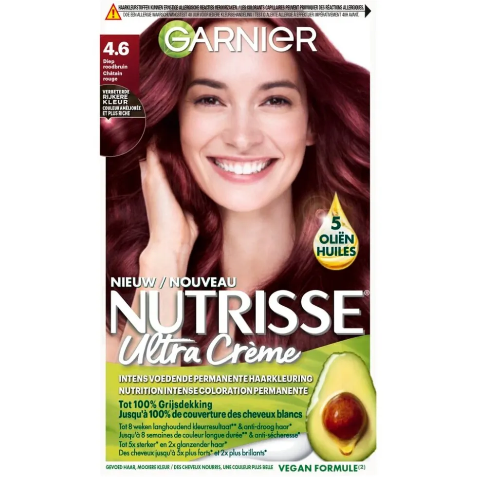 Garnier Nutrisse Ultra Crème 4.6 Diep Rood Middenbruin Permanente Haarkleuring