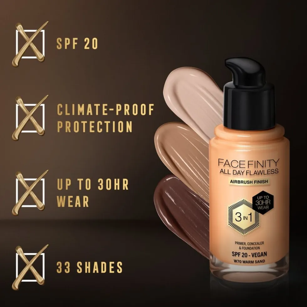 Max Factor Facefinity All Day Flawless W70 Warm Sand Foundation