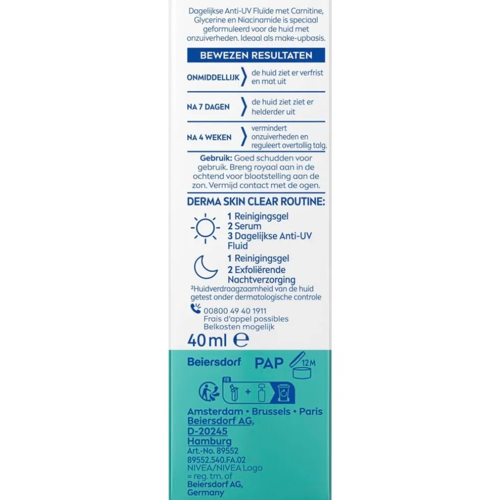 Nivea Derma Skin Clear Dagelijkse Anti-Uv Fluïde