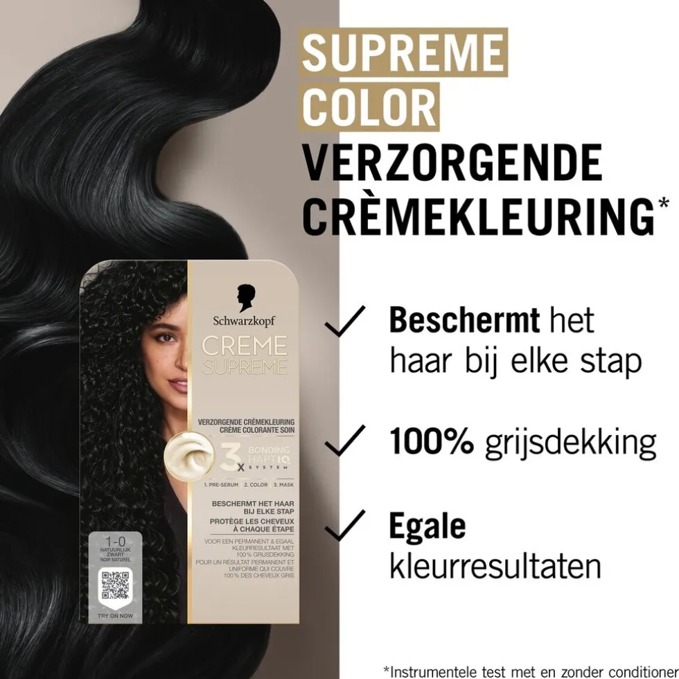 Schwarzkopf Creme Supreme 1-10 Natuurlijk Zwart Verzorgende Crèmekleuring