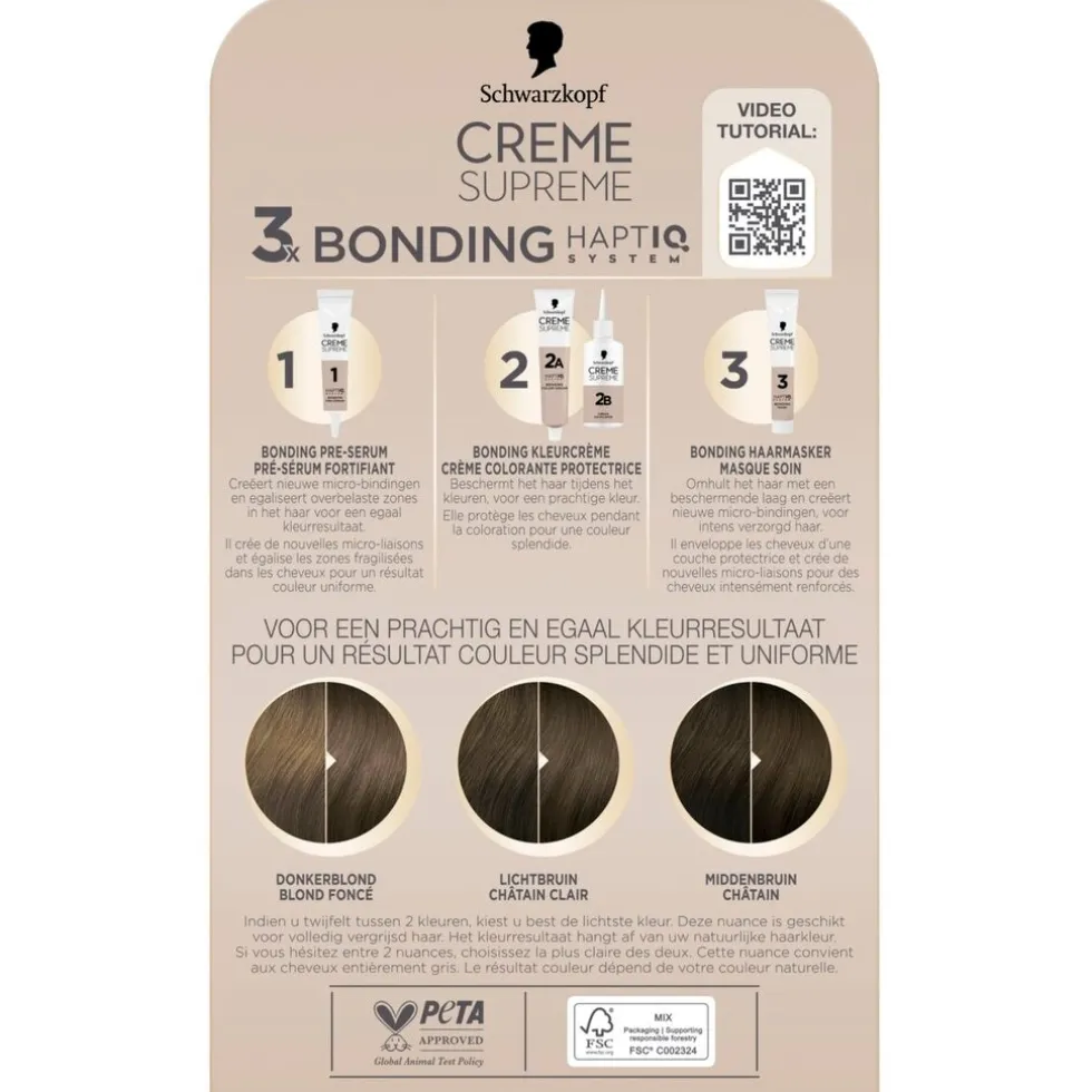 Schwarzkopf Creme Supreme 6-16 Cool Licht Asbruin Verzorgende Crèmekleuring