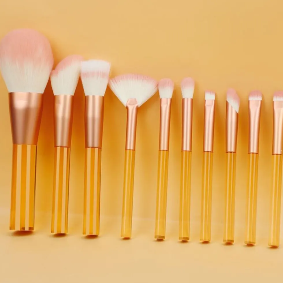 Technique PRO Translucent Perfection make-up kwastenset - 9 make-up kwasten met zakje (ORANJE)