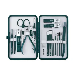 UNIQ 18‑in‑1 Manicure & Pedicure Set – Donkergroen Etui